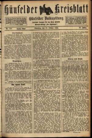 Zweite Ausgabe vom Samstag, den 18. Oktober 1924.