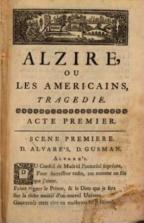 Alzire, ou les Americains : Tragédie