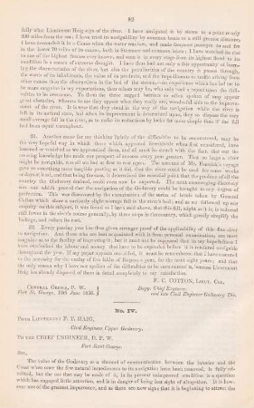 No. IV. From Lieutenant F. T. Haig, Civil Engineer Upper Godavery to the Chief Engineer, D. P. W. Fort Saint George