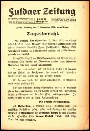 Ausgabe vom Samstag, den 07. November 1914.