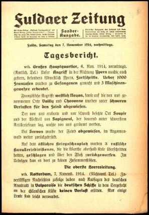 Ausgabe vom Samstag, den 07. November 1914.