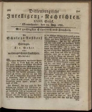 XXXII. Stück. Sonnabends: den 10. Aug. 1793.
