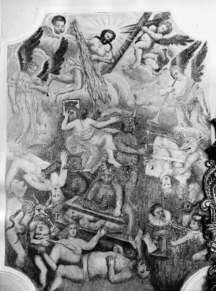 Weltgericht : Weltgericht. Wandmalerei (1701/1725). Sankt Stefan (Hermagor)-Vorderberg, Filialkirche Maria im Graben