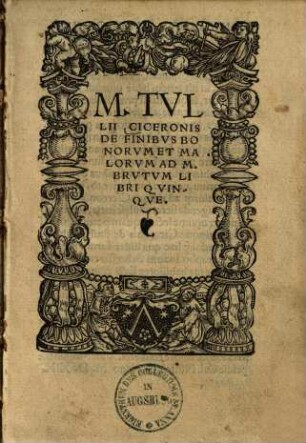 M. Tullii Ciceronis de finibus bonorum et malorum ad M. Brutum : libri quinque