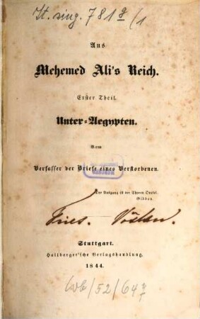 Aus Mehemed Ali's Reich, 1. Unter-Ägypten