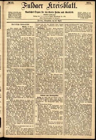 Ausgabe vom Samstag, den 25. April 1874.