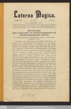 Band XVI. II. Heft. Nr. 62. April 1900.