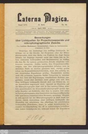 Band XVI. II. Heft. Nr. 62. April 1900.
