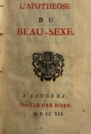 L' apotheose du beau-Sexe