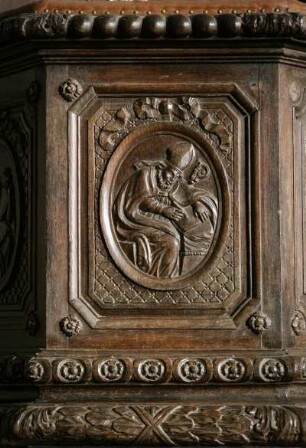 Frankreich. Bretagne. Finistere. Plogonnec. Eglise Saint Thurien. 16 Jahrhundert. Kanzel. Detail