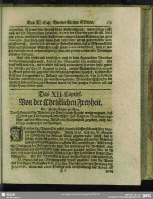 Das XII. Capitel. Von der Christlichen Freyheit