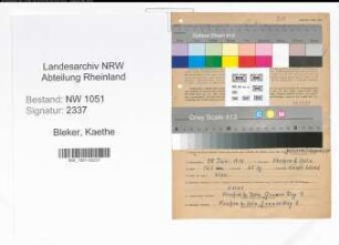 Entnazifizierung Kaethe Bleker , geb. 28.06.1914 ()
