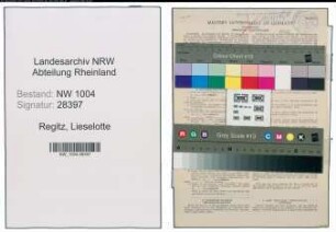 Entnazifizierung Lieselotte Regitz , geb. 14.03.1912 (Schneiderin)