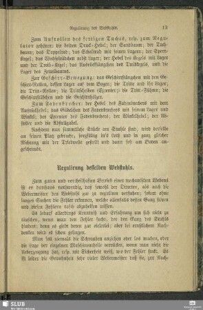 Regulirung desselben Webstuhls