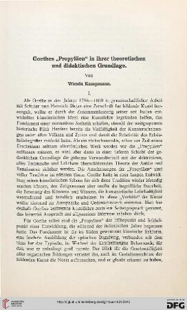 25: Goethes "Propyläen" in ihrer theoretischen und didaktischen Grundlage