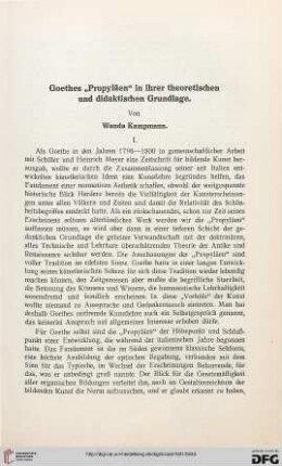 25: Goethes "Propyläen" in ihrer theoretischen und didaktischen Grundlage