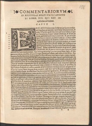 Commentariorum In Epistolas Beati Pauli Apostoli Liber IIII. Qui Est In epistolam ad Galatas.