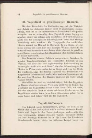 III. Tageslicht in geschlossenen Räumen.