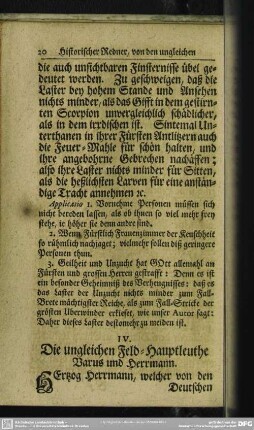 IV. Die ungleichen Feld-Hauptleuthe Varus und Herrmann