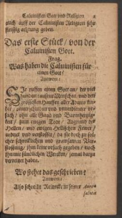 Das erste Stück/ von der Calvinisten Gott.