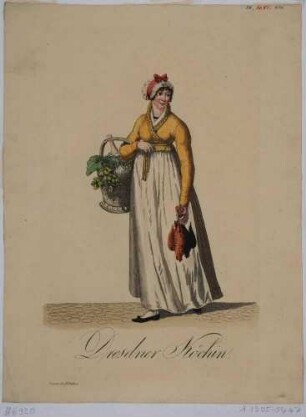 Eine Köchin in Dresden in typischer Kleidung, Blatt aus einer Folge von Kostümen in Sachsen bei Rittner 1803-1808