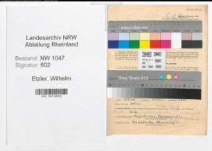 Entnazifizierung Wilhelm Etzler , geb. 14.07.1902 (Wirt)