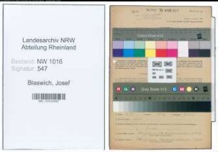 Entnazifizierung Josef Blaswich , geb. 31.03.1889 (Schreiner)