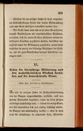 XL. Ueber die diesjährige Witterung und den wahrscheinlichen Einfluß derselben auf die bevorstehende Ernte