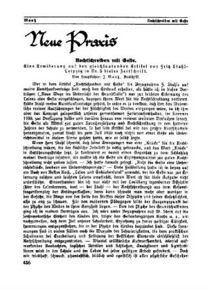 Rechtschreiben mit Geste : eine Erwiderung auf den gleichlautenden Artikel von Fritz Stahl - Leipzig aus Nr. 5 dieser Zwitschrift ; Neue Praxis