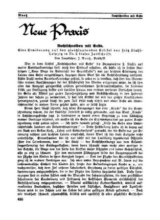 Rechtschreiben mit Geste : eine Erwiderung auf den gleichlautenden Artikel von Fritz Stahl - Leipzig aus Nr. 5 dieser Zwitschrift ; Neue Praxis