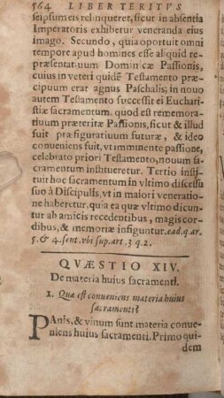 Qvaestio XIV. De materia huius sacramenti.