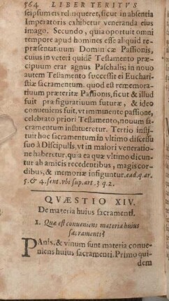 Qvaestio XIV. De materia huius sacramenti.