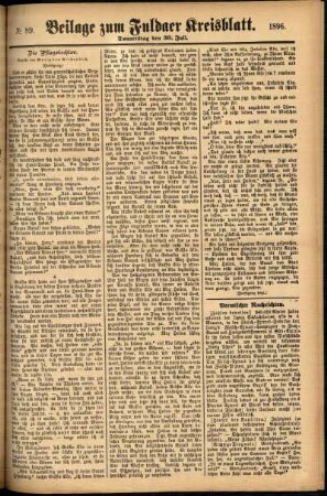 Zweite Ausgabe vom Donnerstag, den 30. Juli 1896.
