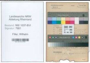 Entnazifizierung Wilhelm Filler , geb. 16.02.1908 (Polizeibeamter)