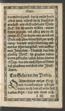 Ein Gebet vor der Predig.