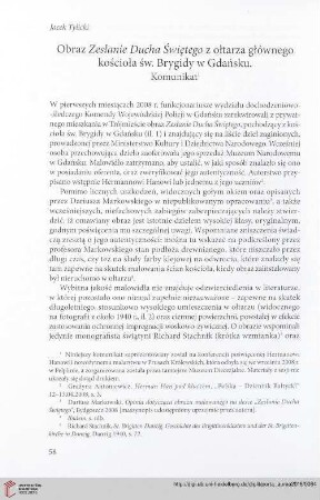 Obraz Zesłanie Ducha Świętego z ołtarza głównego kościoła św. Brygidy w Gdańsku : Komunikat
