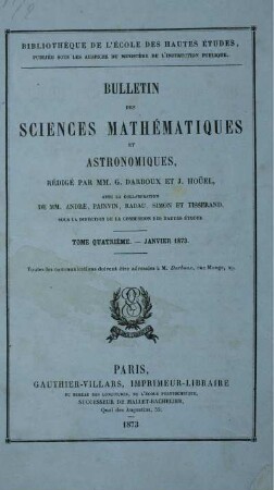 Tome Quartiéme. - Janvier 1873.