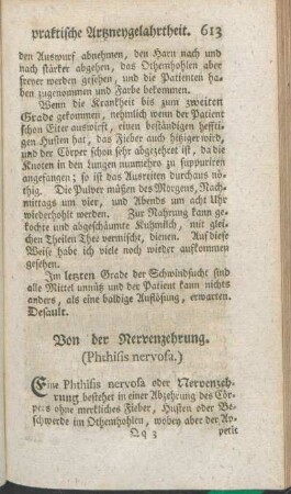 Von der Nervenzehrung. (Phthisis nervosa.)