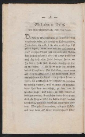 Siebzehnter Brief. Die schöne Koblenzerinn, vom 7ten Jäner.