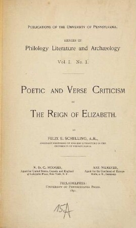 Poetic and verse Criticism of the reign of Elizabeth