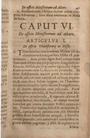 Caput VI. De officio Ministrorum ad Altare.