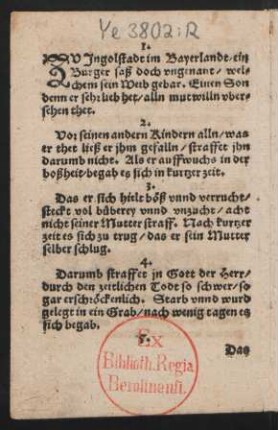ZV Jngolstadt im Bayerlandt/ ein || Burger saß doch vngenant/