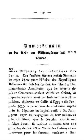 Anmerkungen zu der Rede am Stiftungstage des *** Ordens.