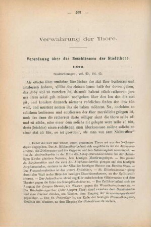Verwahrung der Thore