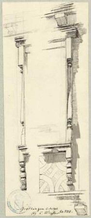 Grötzingen Geschnitzte Fensterrahmung östliche Giebelseite Rathaus