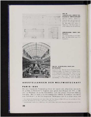 Abb. 28. Ausstellung, London 1850. Grundriß d. Kristallpalast. Ausstellung, Paris 1855. Hauptbau. Abb. 29. Ausstellung, Paris 1855. Mittelschiff