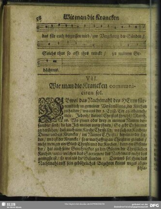 VII [VI]. Wie man die Krancken communiciren sol