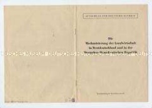 Sonderdruck des Ausschusses für Deutsche Einheit zur Entwicklung der Landwirtschaft in BRD und DDR