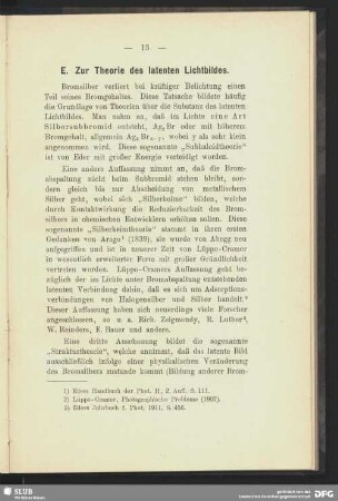 E. Zur Theorie des latenten Lichtbildes