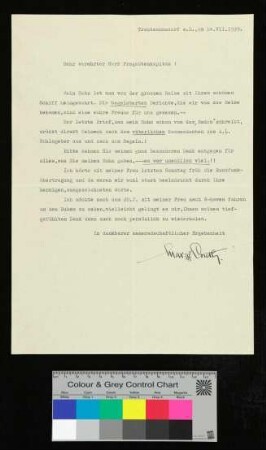 Brief an Fregattenkapitän Rogge von Max C[…]